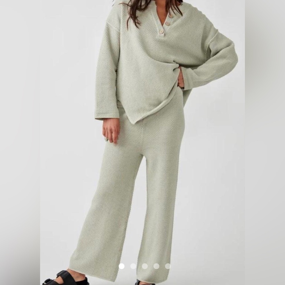 Free People Beach Hailee Sweater Knit Set in Sage Green- Medium